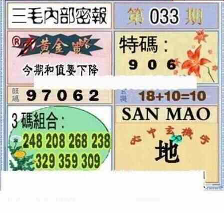 25033期: 三毛3D精品图谜