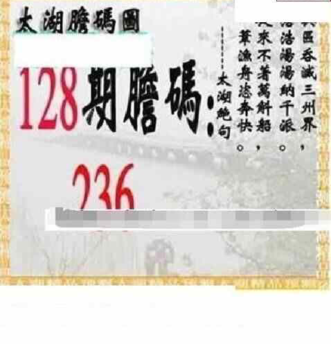 24128期: 太湖图福彩3D精品预测