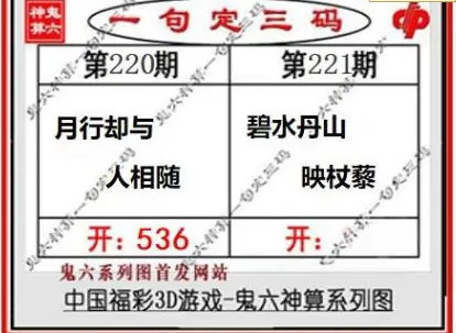 25221期: 福彩3D鬼六神算图