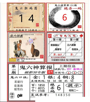 26104期: 福彩3D鬼六神算图