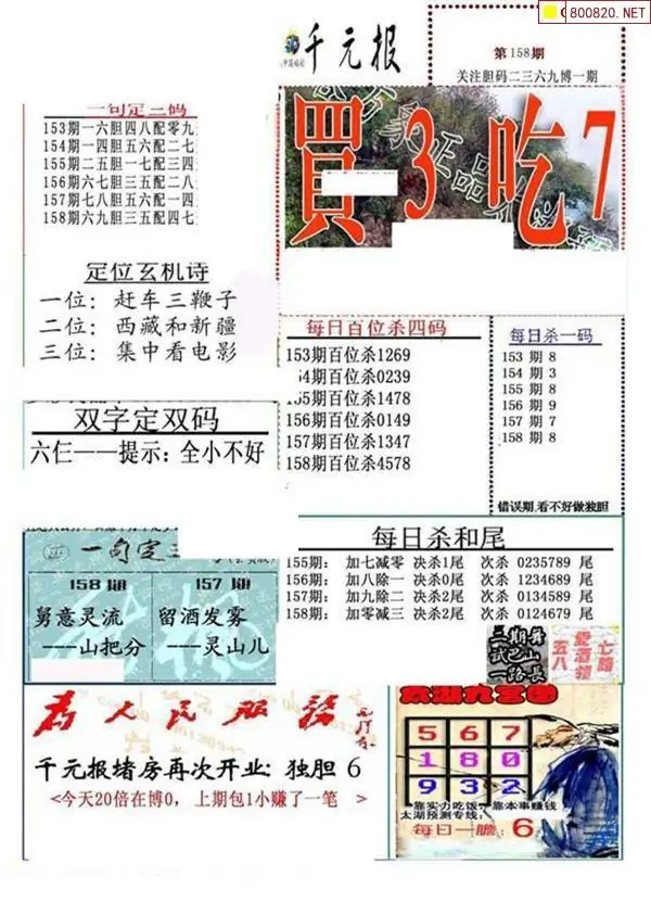 25158期: 福彩3D全套图版参考