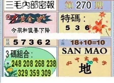 25270期: 三毛3D精品图谜