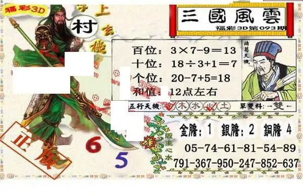 25093期: 福彩3D丹东全图分析