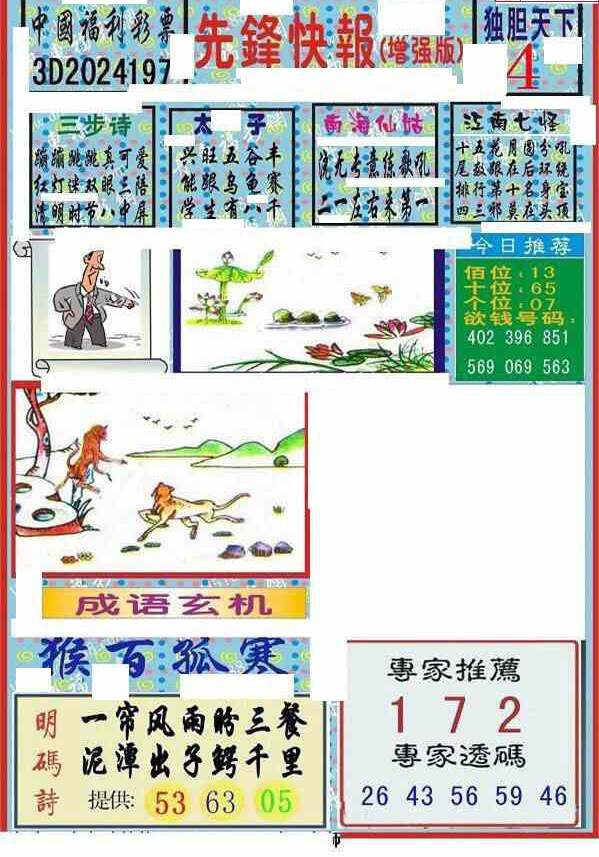 24197期: 福彩3D丹东全图分析