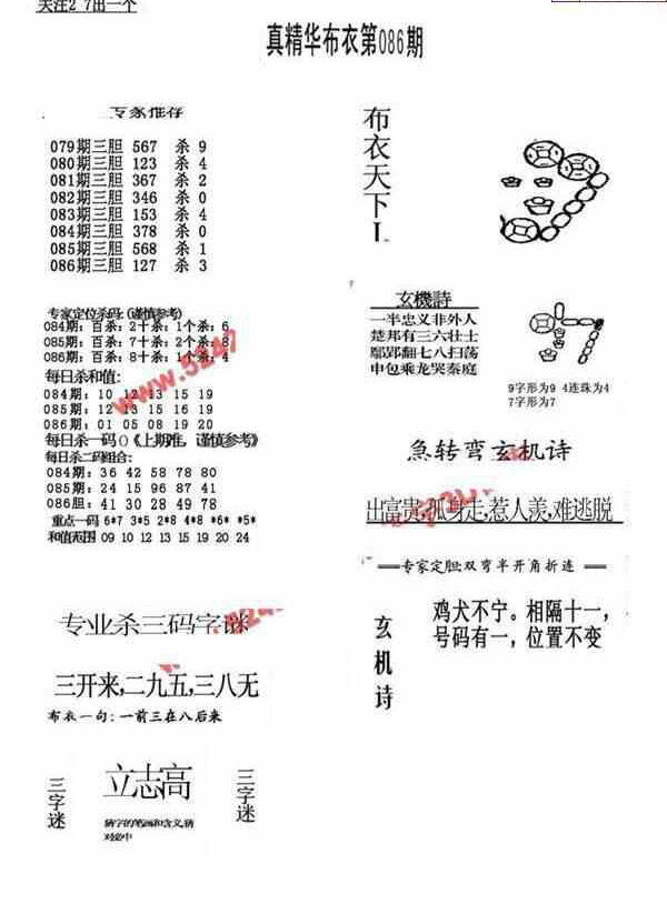 24086期: 福彩3D全套图版参考
