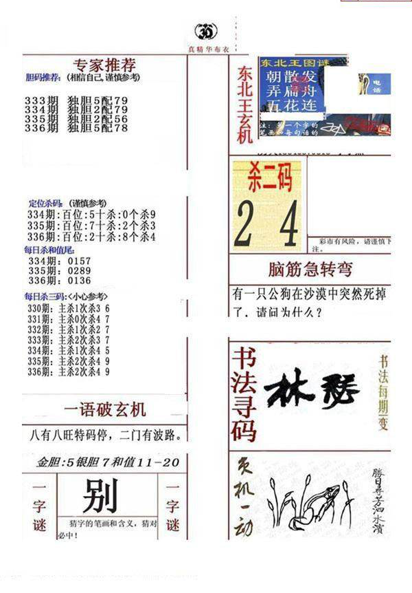 24336期: 福彩3D全套图版参考