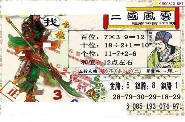 25172期: 福彩3D丹东全图分析