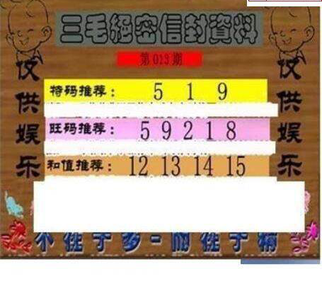 25013期: 三毛3D精品图谜