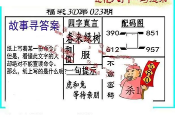 26023期: 福彩3D丹东全图分析