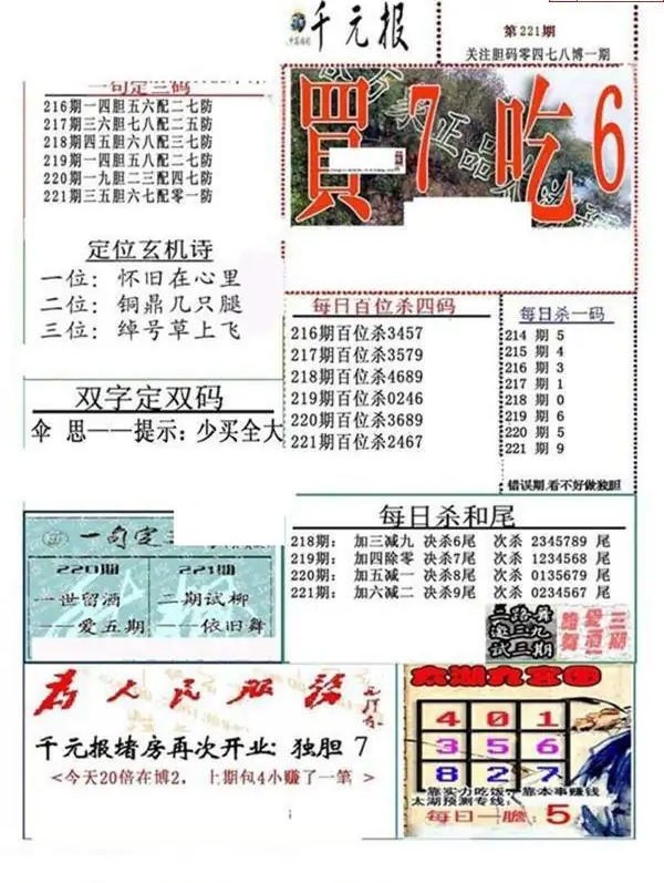 25221期: 福彩3D全套图版参考