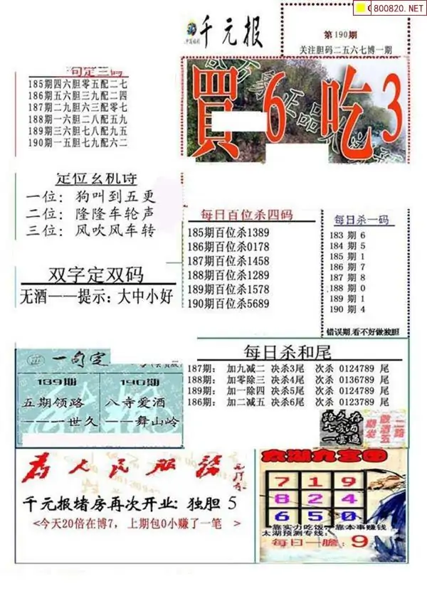 25190期: 福彩3D全套图版参考
