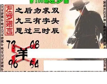 福彩3D 26100期佐罗图一掌经预测图