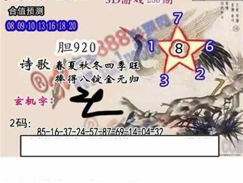 24256期: 白老3D杀码图版