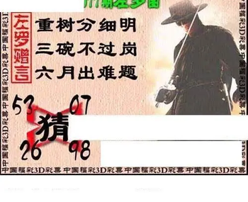 福彩3D 26077期佐罗图一掌经预测图