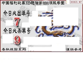 福彩3D 26091期佐罗图一掌经预测图