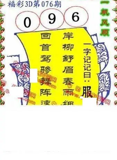 26076期: 福彩3D丹东全图分析