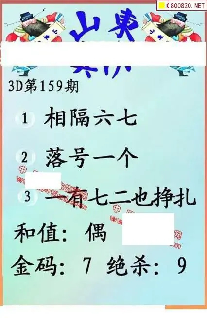 25159期: 福彩3D丹东全图分析