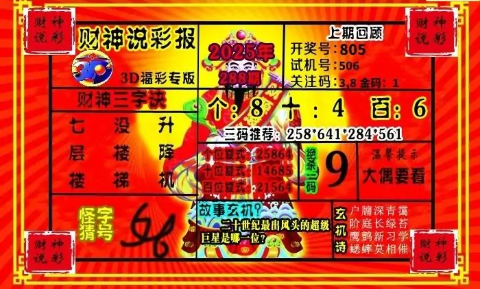 25288期: 财神说彩3D全套图版
