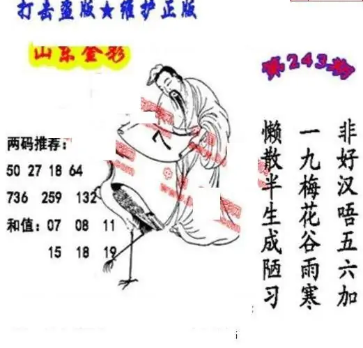 25243期: 福彩3D丹东全图分析