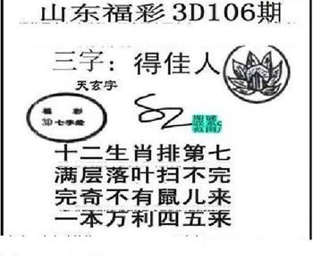 26106期: 三毛3D精品图谜