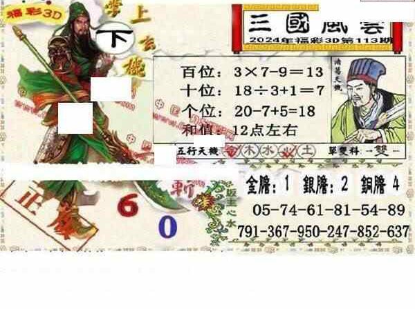 24113期: 福彩3D丹东全图分析