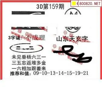 25159期: 福彩3D丹东全图分析