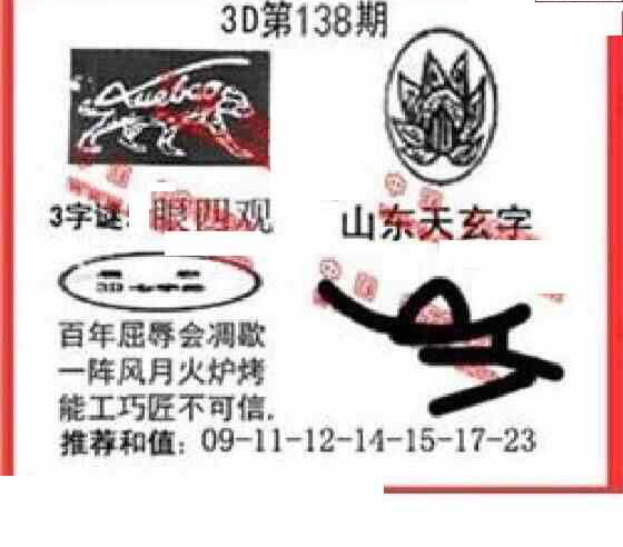 24138期: 福彩3D丹东全图分析