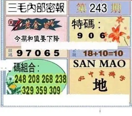 25243期: 三毛3D精品图谜