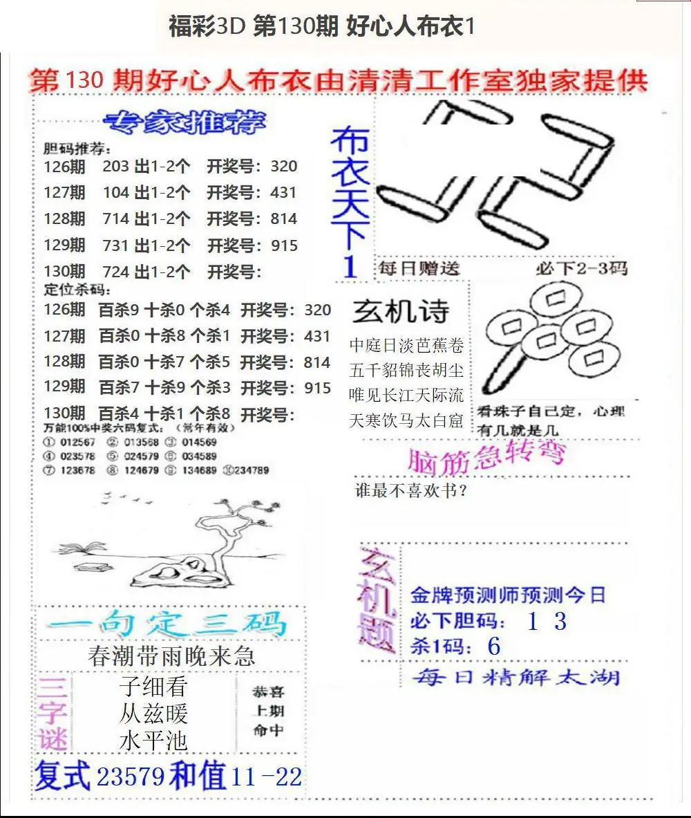 25130期: 福彩3D全套图版参考
