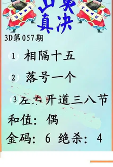 26057期: 福彩3D丹东全图分析