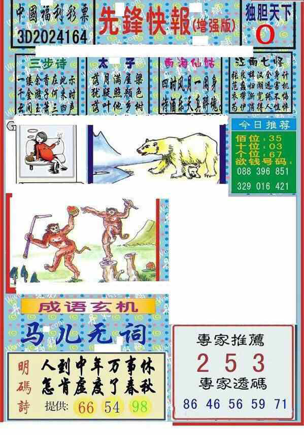 24164期: 福彩3D丹东全图分析