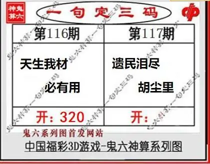 25117期: 福彩3D鬼六神算图