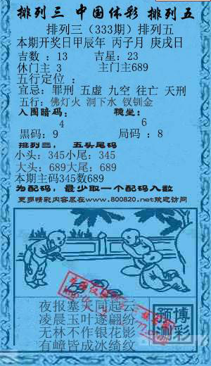 24333期: 福彩3D红黄蓝报