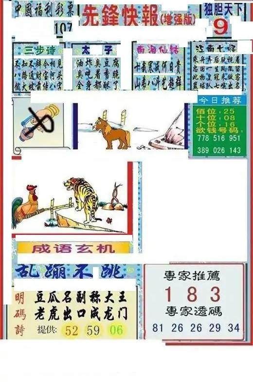 25107期: 福彩3D丹东全图分析