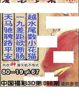 福彩3D 26098期佐罗图一掌经预测图