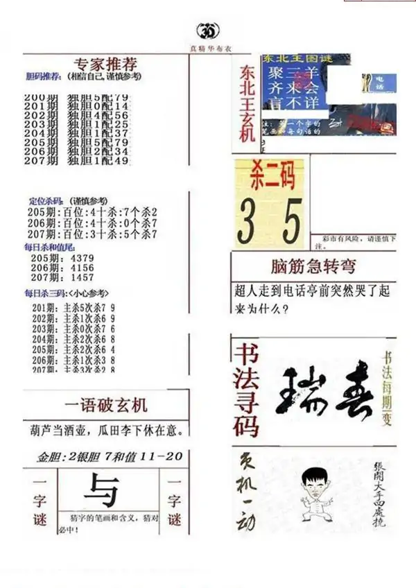 25207期: 福彩3D全套图版参考