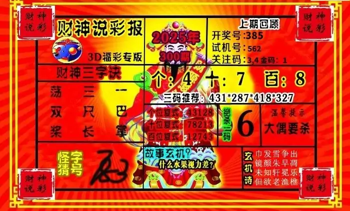 25300期: 财神说彩3D全套图版