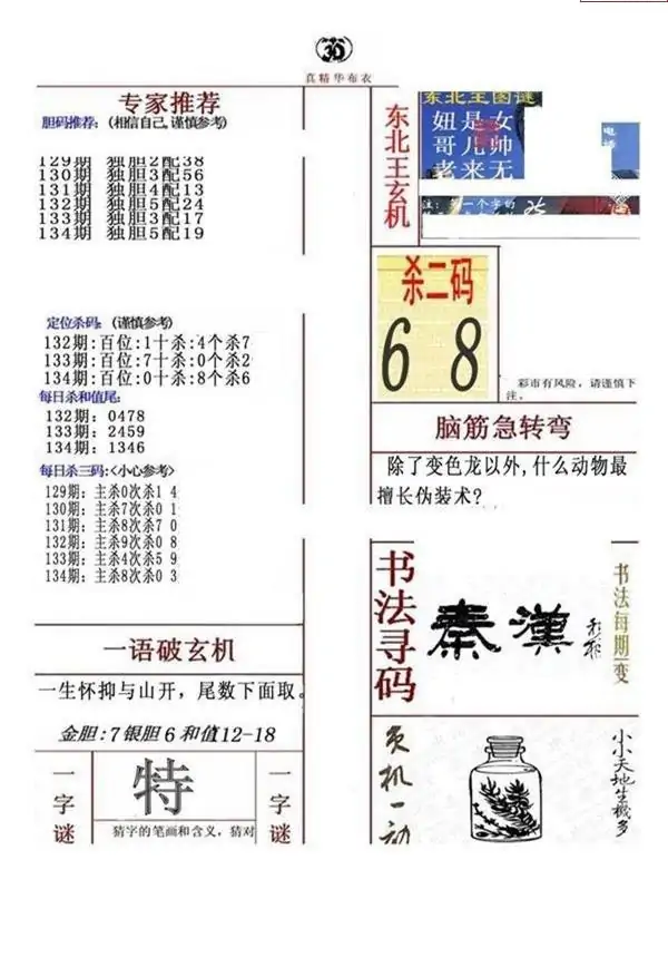 25134期: 福彩3D全套图版参考