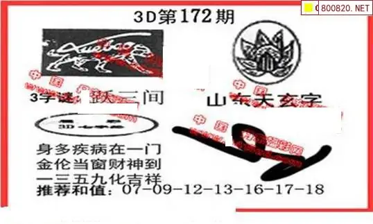 25172期: 福彩3D丹东全图分析