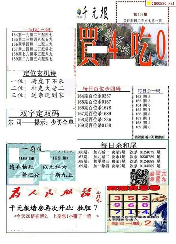 25169期: 福彩3D全套图版参考