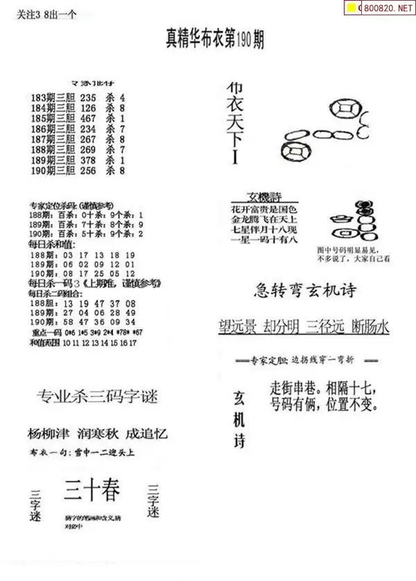 25190期: 福彩3D全套图版参考