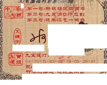 九宝图26089期福彩3D寻码图