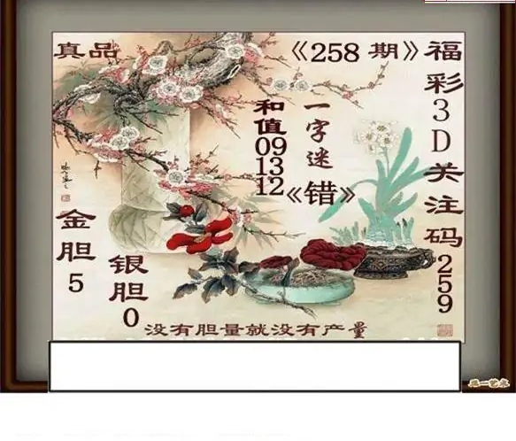 25258期: 白老3D杀码图版