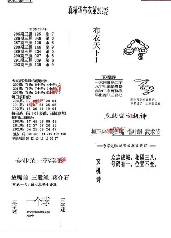 25292期: 福彩3D全套图版参考