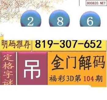 福彩3D26104期天中全套预测分析图