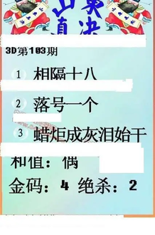 26103期: 福彩3D丹东全图分析