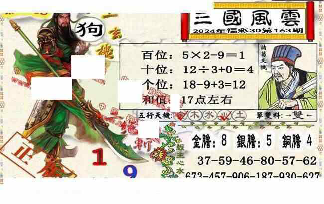 24163期: 福彩3D丹东全图分析