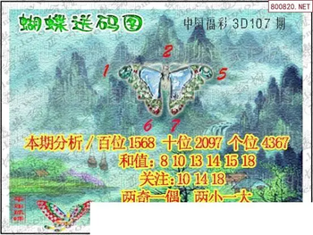 26107期: 3D蝴蝶世家蝴蝶彩图