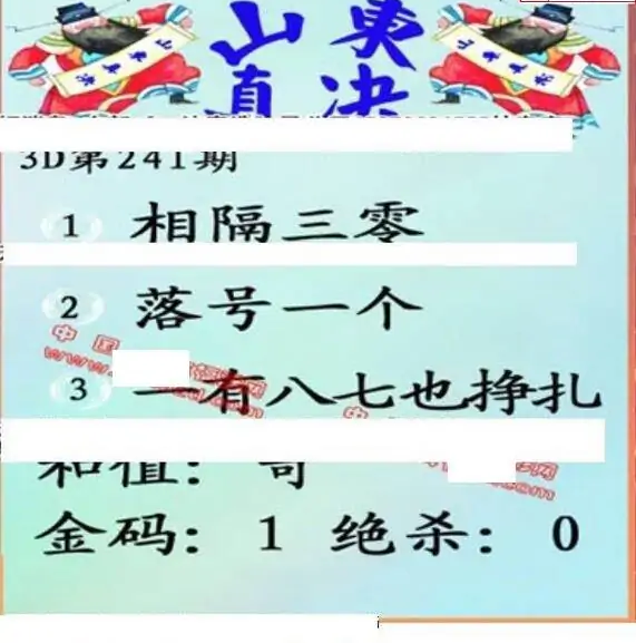 25241期: 福彩3D丹东全图分析