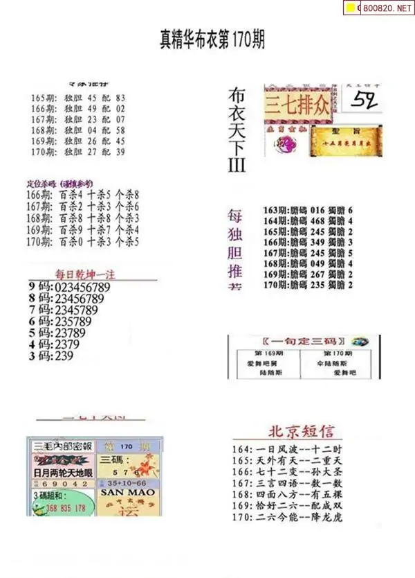 25170期: 福彩3D全套图版参考